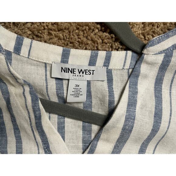 Nine West Striped Linen Blouse - Size 3X ** - Picture 5 of 6